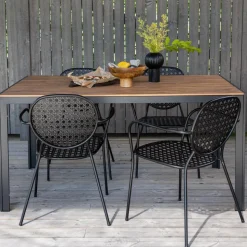 Break matbord 150 x 90 cm - Brun/Svart + Textilskydd för utemöbler