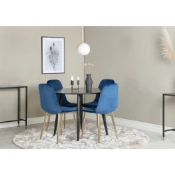 Bridge matstol - Blå/mässing