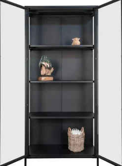 Brisbane vitrinskåp 80x35x175 cm - Svart