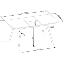 Brom matbord 120-160 x 80 cm - Ek/grå