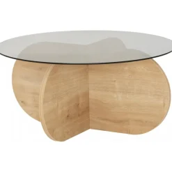 Bubbel soffbord Ø75 cm - Safir ek/rökglas