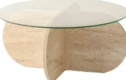 Bubbel soffbord Ø75 cm- Travertin