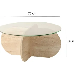 Bubbel soffbord Ø75 cm- Travertin