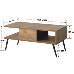 Bukle soffbord 90 x 50 cm - Furu/svart