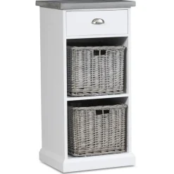 Byrå hugo med 1 låda och förvaring - Vit/cement