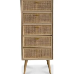 Byrå i rotting med 5 lådor - React + Möbeltassar