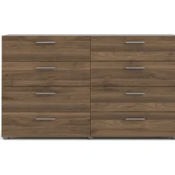 Byrå i valnöt med 8 lådor 140 cm bred