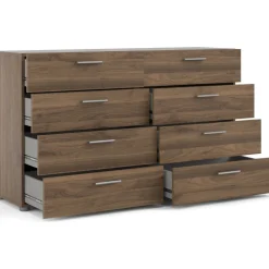 Byrå i valnöt med 8 lådor 140 cm bred