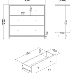 Byrå med 3 lådor - Vit