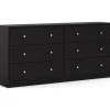 Byrå svart 6 lådor 143 cm bred
