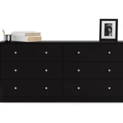 Byrå svart 6 lådor 143 cm bred