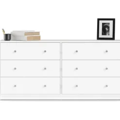 Byrå vit med 6 lådor 143 cm bred + Textilrengöring för möbler