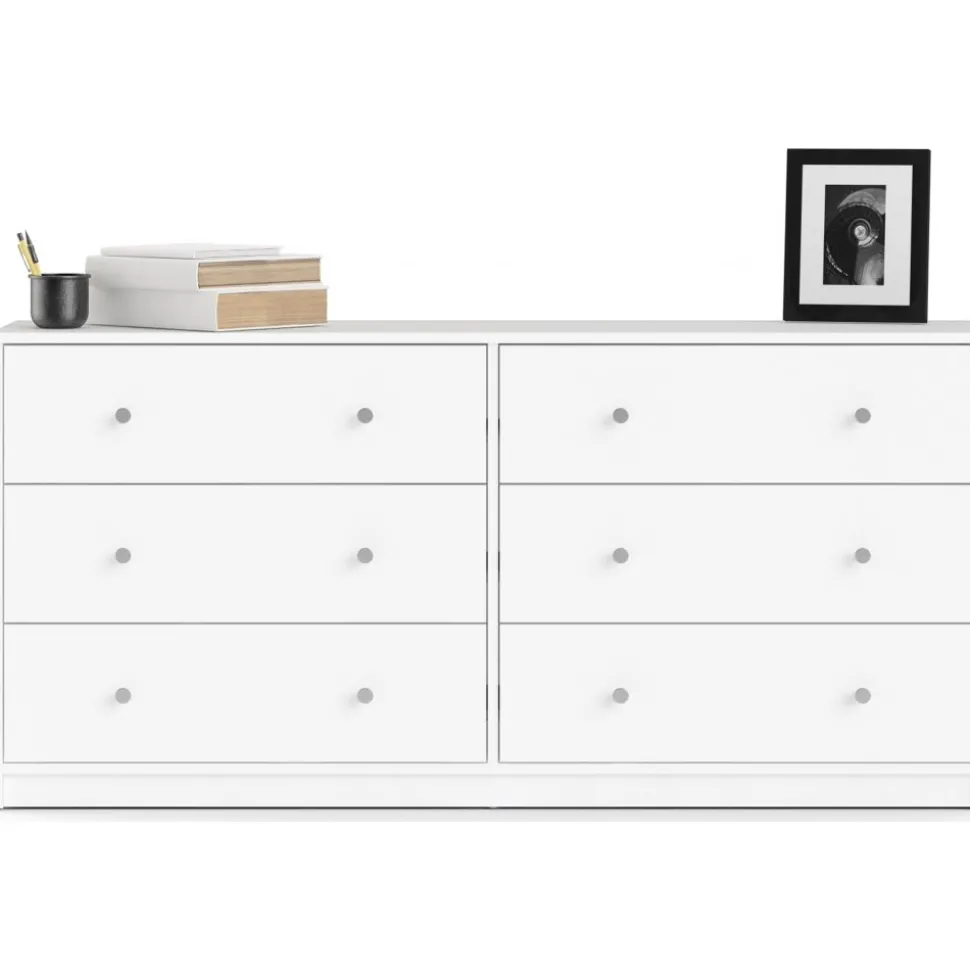 Byrå vit med 6 lådor 143 cm bred + Textilrengöring för möbler