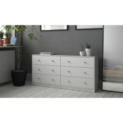 Byrå vit med 6 lådor 143 cm bred