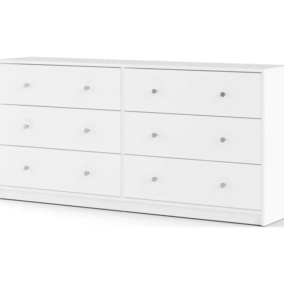 Byrå vit med 6 lådor 143 cm bred + Möbeltassar