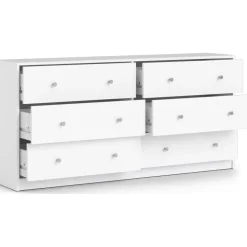 Byrå vit med 6 lådor 143 cm bred + Möbeltassar