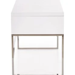 Caitlyn skrivbord i vit högglans 120x60 cm kromade ben