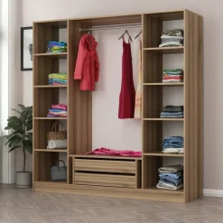 Cavolo garderob 180x52x210 cm - Brun/fume