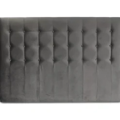 Centa grå sänggavel med knappar (Grå sammet) - Valfri bredd