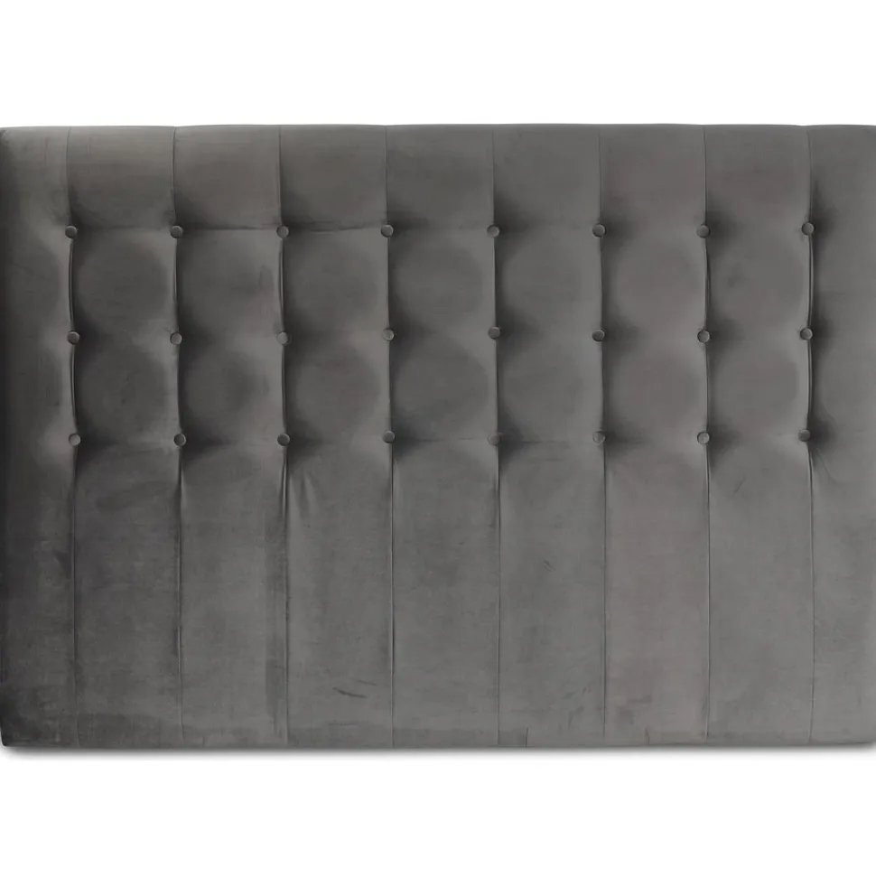 Centa grå sänggavel med knappar (Grå sammet) - Valfri bredd + Möbeltassar
