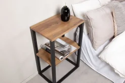 Charlotte sängbord - Svart/teak