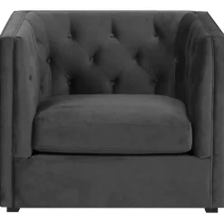 Chesterfield Milano fåtölj i grå sammet