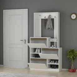 Chop hallmöbel - Vit/valnöt