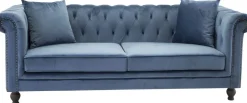 Churchill 3-sits chesterfieldsoffa - Blå sammet