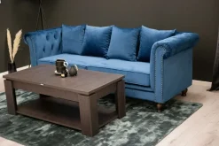 Churchill 3-sits chesterfieldsoffa - Blå sammet