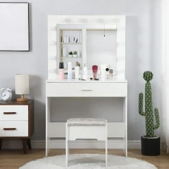 Cindy vitt sminkbord med stol