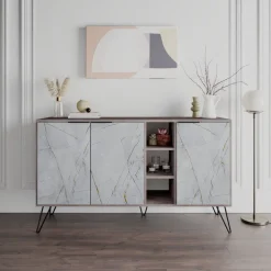 Clara skänk - Mörkbrun/vit marmor