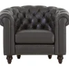 Clubfåtölj chesterfield mörkbrun PU + Fläckborttagare för möbler