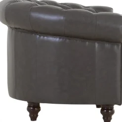 Clubfåtölj chesterfield mörkbrun PU + Textilrengöring för möbler