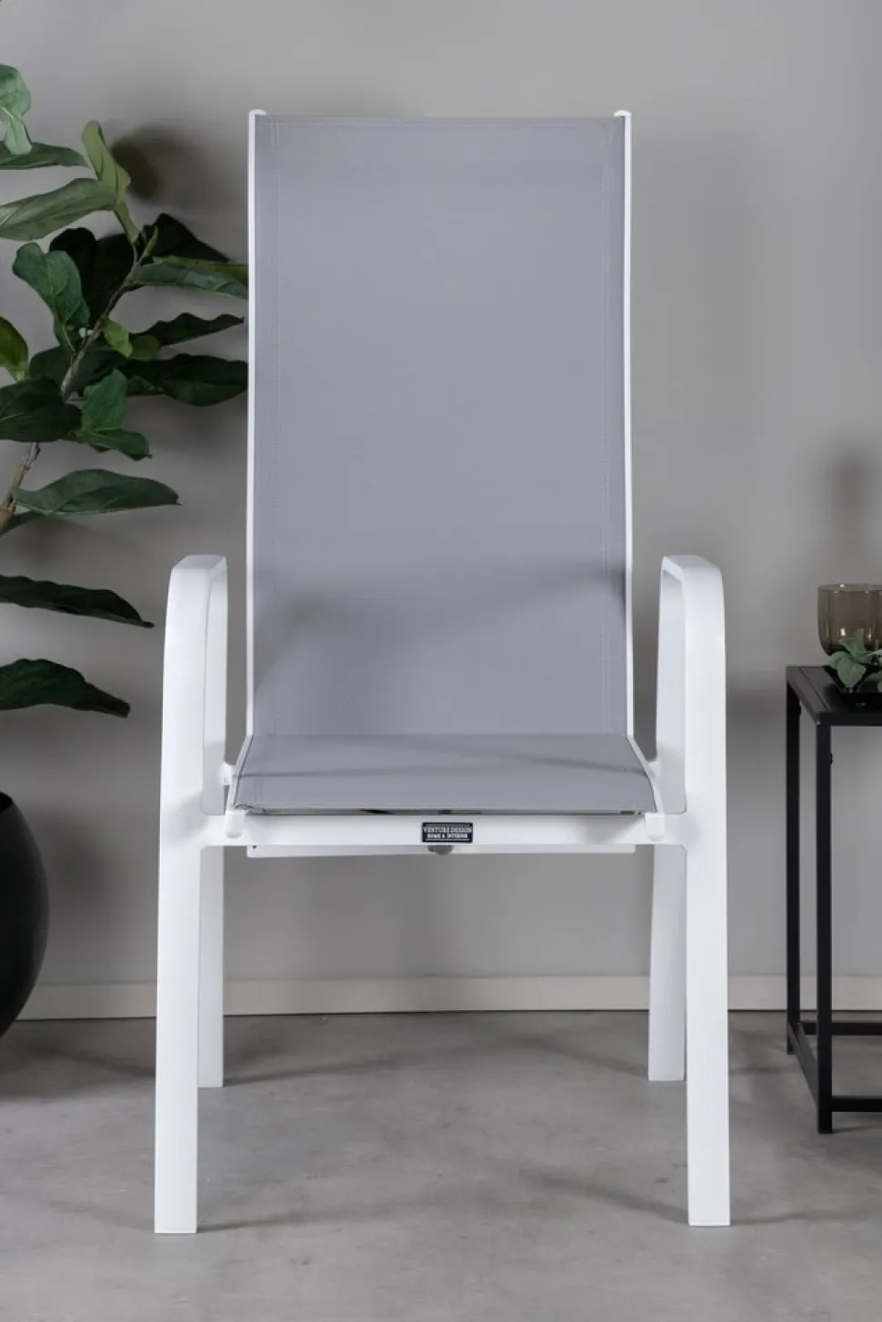 Copacabana karmstol - Grå/Vit + Textilskydd för utemöbler