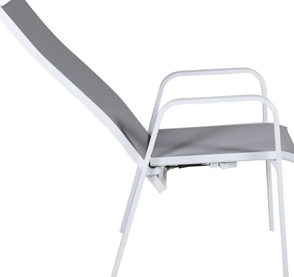 Copacabana karmstol - Grå/Vit + Textilskydd för utemöbler