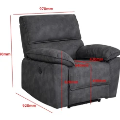 Coventry el reclinerfåtölj grå microfiber
