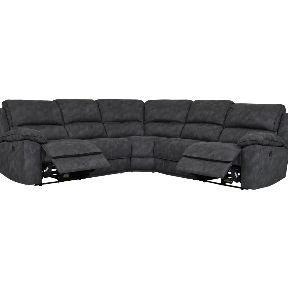 Coventry el-reclinerhörnsoffa grå microfiber