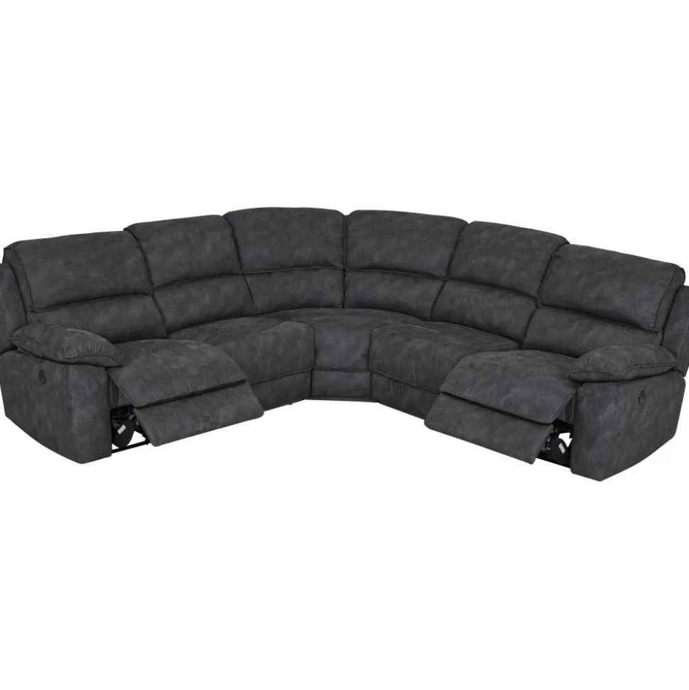 Coventry el-reclinerhörnsoffa grå microfiber