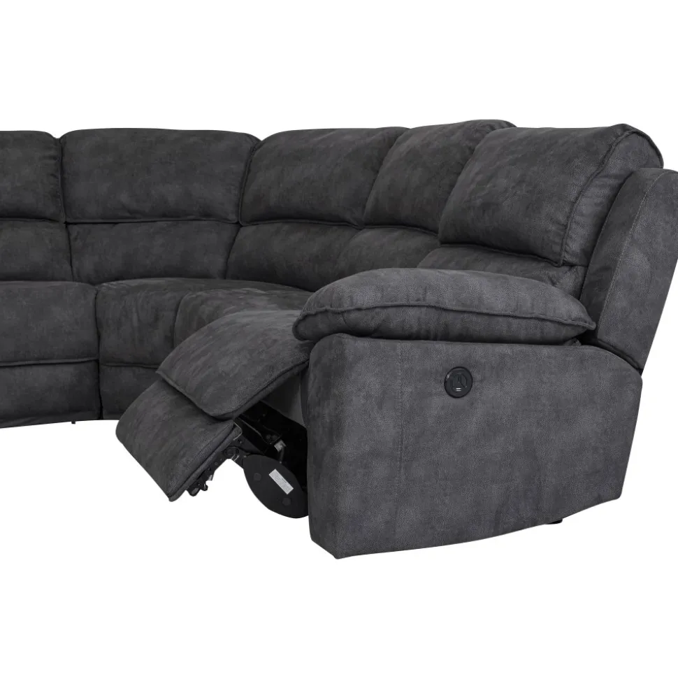 Coventry el-reclinerhörnsoffa grå microfiber