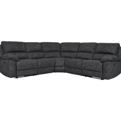 Coventry el-reclinerhörnsoffa grå microfiber + Möbeltassar