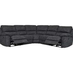Coventry el-reclinerhörnsoffa grå microfiber + Möbeltassar