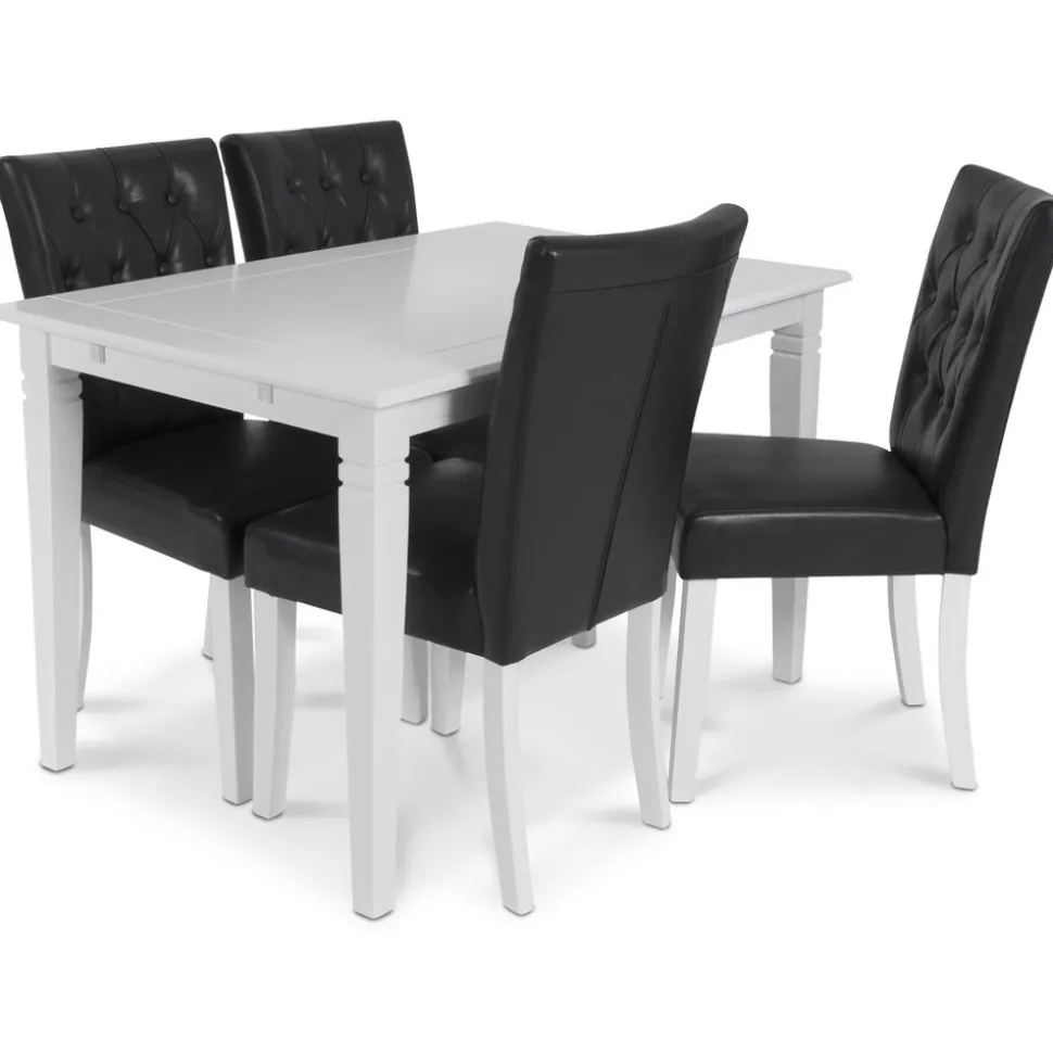 Crocket matstol i svart PU med vita ben + Fläckborttagare för möbler