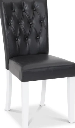 Crocket matstol i svart PU med vita ben + Möbeltassar