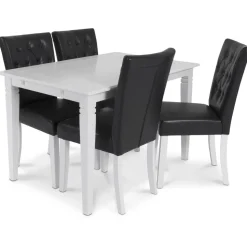 Crocket matstol i svart PU med vita ben + Möbeltassar