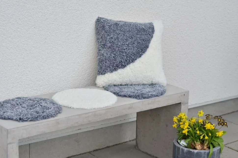 Curly stolsdyna fårskinn Svart