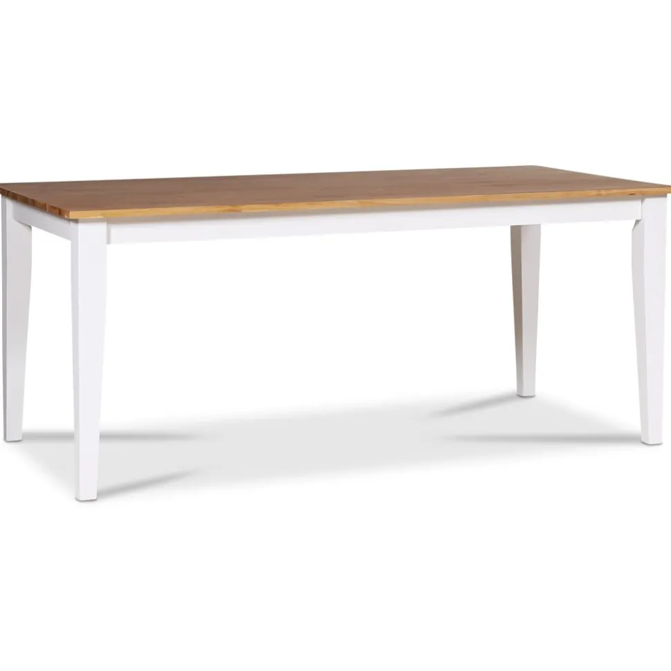 Dalarös matgrupp 180 cm bord vit/ek med 6 st stolar kryss i ryggen + 6.00 x Stolsdyna