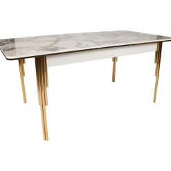 Dalmar matbord 147-182 cm - Guld/vit