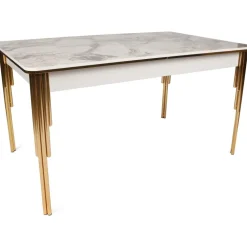 Dalmar matbord 147-182 cm - Guld/vit