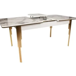 Dalmar matbord 147-182 cm - Guld/vit