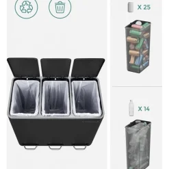 Daloa soptunna 54 l - Svart